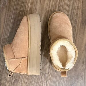 UGG Cream Fleece-Lined Boots